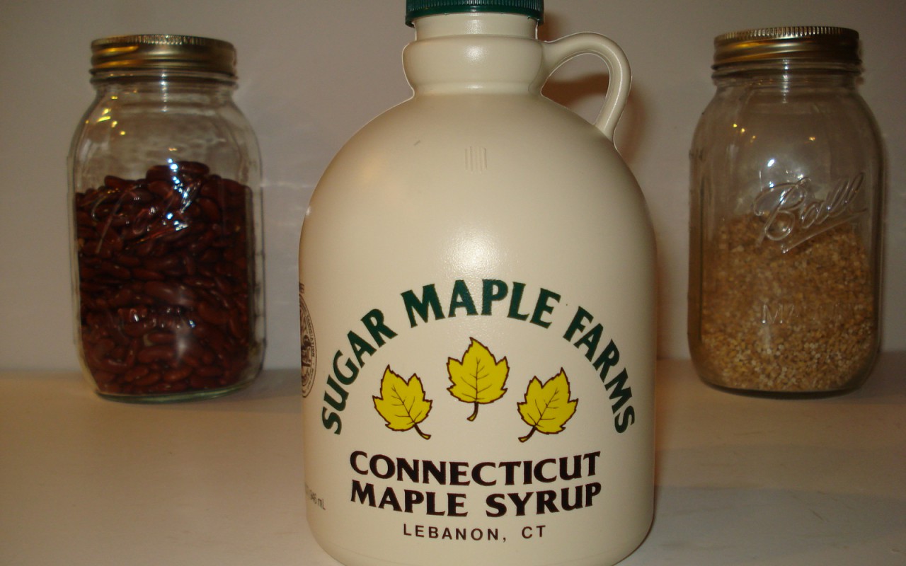 Jug of maple syrup for gift basket